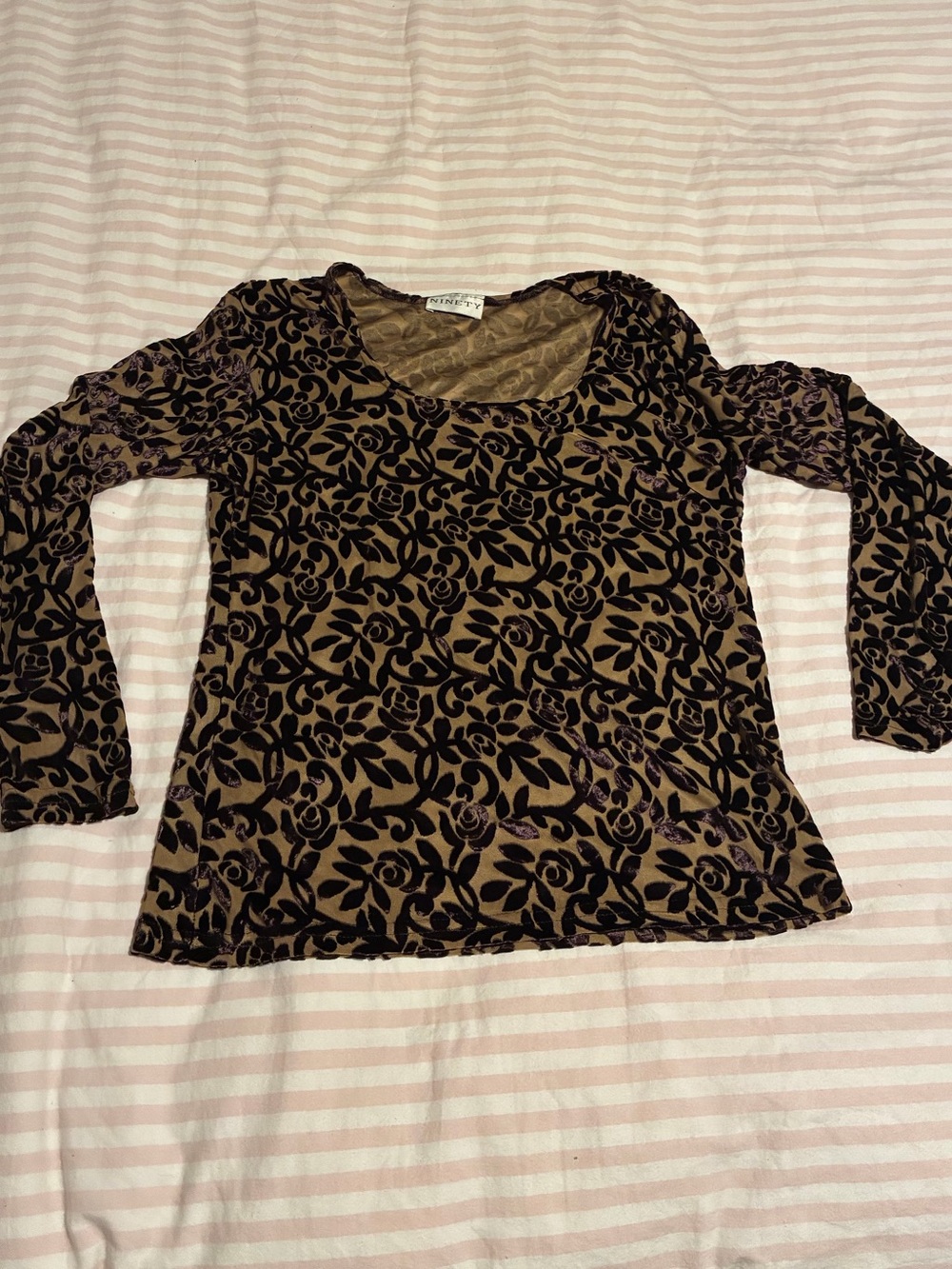 Ninety Burgundy Velvet Floral Top